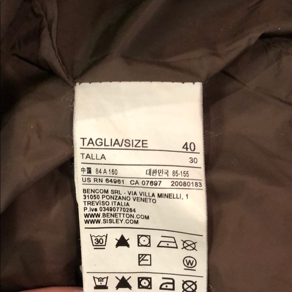 SOLD-Benetton Long Down Coat with Hood - Picture 6 of 8